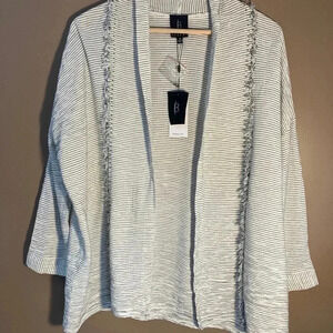 NWT Bobeau collection cotton striped pearls blazer